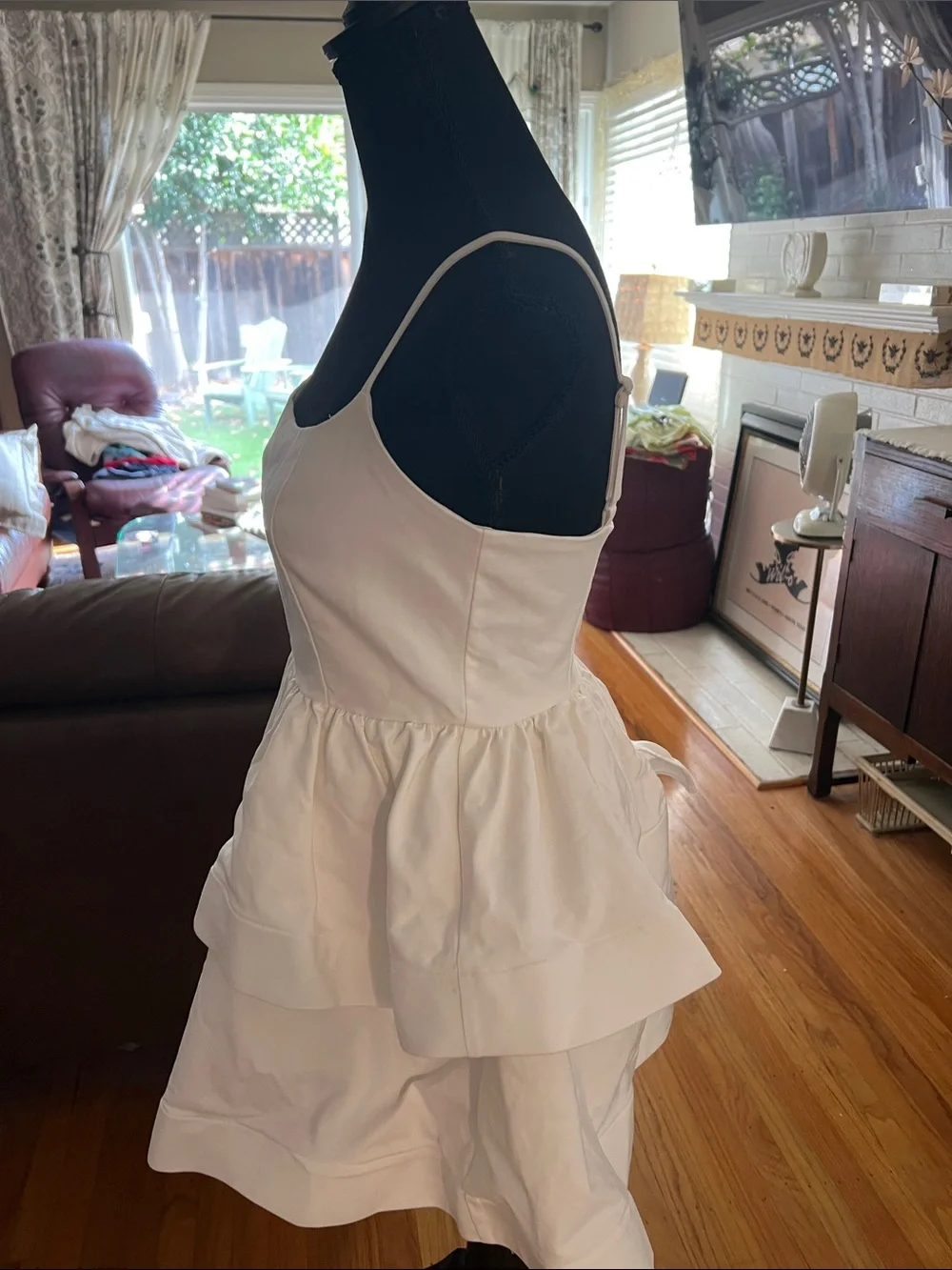 White Tiered Spaghetti-Strap women Dress